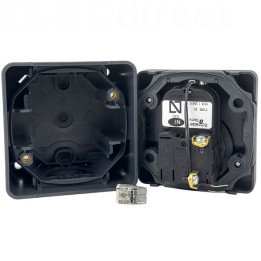 Schneider - Mureva Styl - Interrupteur temporise LED de 2 à 14 minutes - Saillie - IP55/IK08 - Gris - Ref : MUR35067