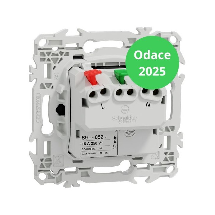Schneider - Odace 2025 - LOT de 10 Prises de courant 2P+T affleurante - Noir onyx - Réf. : S940052 x 10