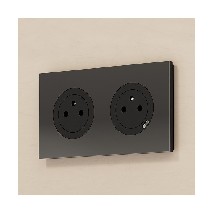 Schneider - Odace 2025 - LOT de 120 Prises de courant 2P+T affleurante - Noir onyx - Réf. : S940052 x 120
