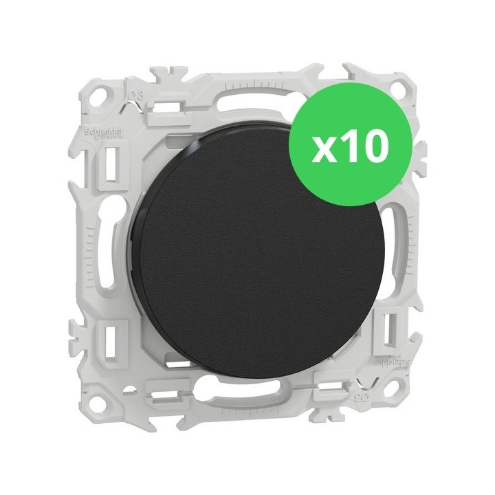 Schneider - Odace 2025 - LOT de 10 Va et Vient ou Poussoir - 10AX - Noir onyx - Réf : S940204 x 10