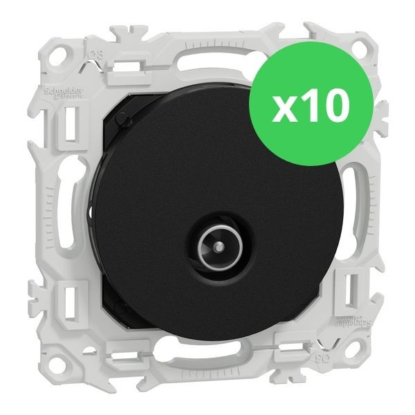 Schneider - Odace 2025 - LOT de 10 Prises TV simple mâle - Sortie coaxiale - Noir onyx - Réf : S940445 x 10