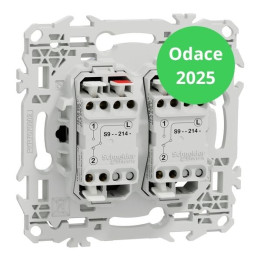 Schneider - Odace 2025 - LOT de 10 Double va-et-vient ou poussoir - 10AX - Noir onyx - Réf : S940214 x 10