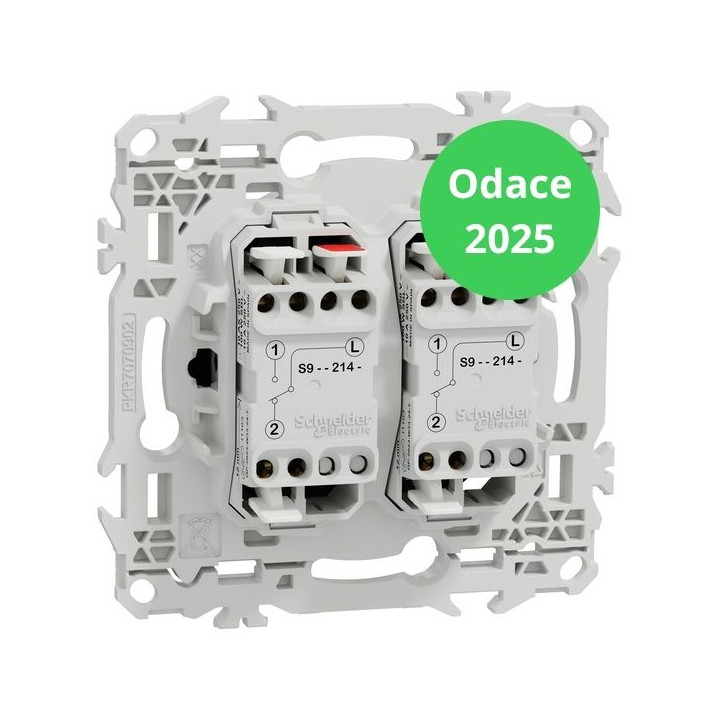 Schneider - Odace 2025 - LOT de 10 Double va-et-vient ou poussoir - 10AX - Noir onyx - Réf : S940214 x 10