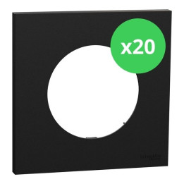 Schneider - Odace 2025 - LOT de 20 Plaques de finition 1 poste - Noir onyx - Réf : S940702 x 20