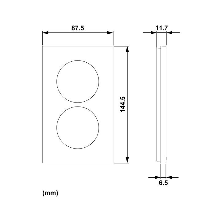 Schneider - Odace 2025 - LOT de 10 Plaques de finition 2 postes entraxe spécifique 57mm - Noir onyx - Réf : S940714 x 10