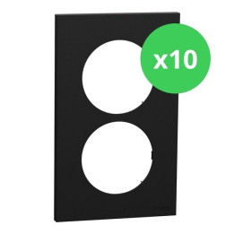 Schneider - Odace 2025 - LOT de 10 Plaques de finition 2 postes entraxe spécifique 57mm - Noir onyx - Réf : S940714 x 10