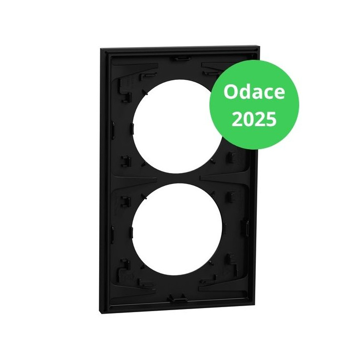 Schneider - Odace 2025 - LOT de 10 Plaques de finition 2 postes entraxe spécifique 57mm - Noir onyx - Réf : S940714 x 10