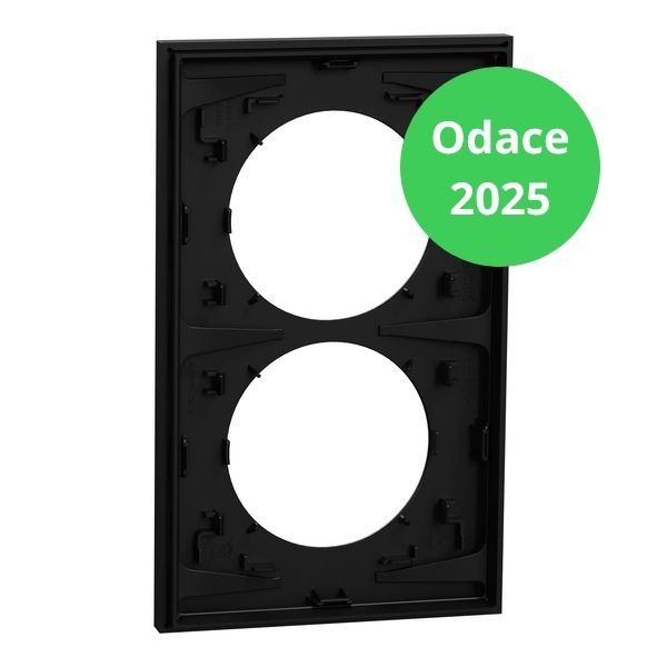 Schneider - Odace 2025 - LOT de 10 Plaques de finition 2 postes entraxe spécifique 57mm - Noir onyx - Réf : S940714 x 10