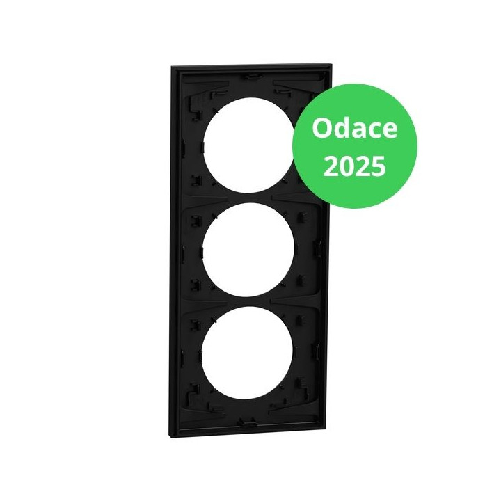 Schneider - Odace 2025 - LOT de 5 Plaques de finition 3 postes entraxe spécifique 57mm - Noir onyx - Réf : S940716 x 5