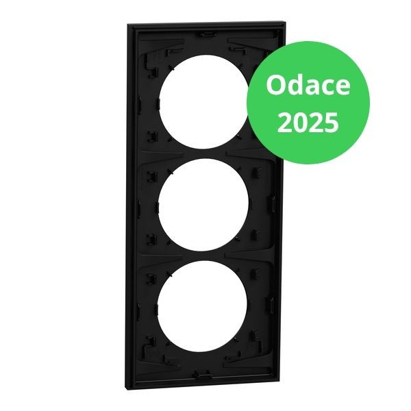 Schneider - Odace 2025 - LOT de 5 Plaques de finition 3 postes entraxe spécifique 57mm - Noir onyx - Réf : S940716 x 5