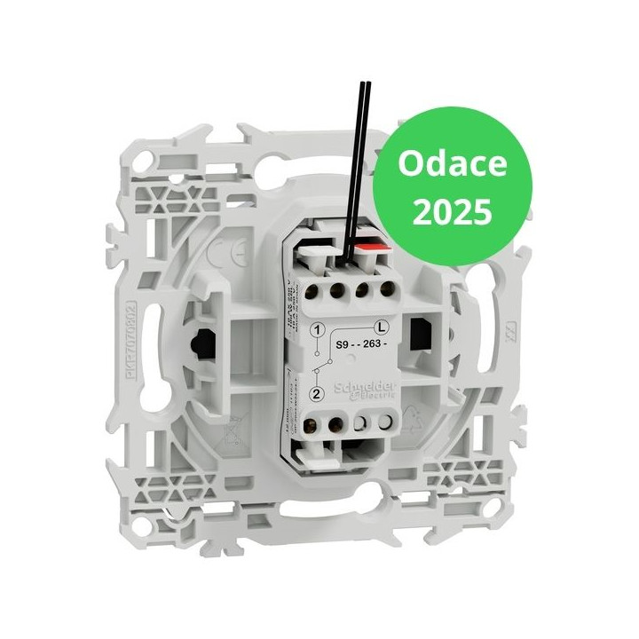 Schneider - Odace 2025 - LOT de 10 Va-et-vient ou poussoir lumineux/témoin LED verte 0,15mA - Noir onyx - Réf : S940263 x 10