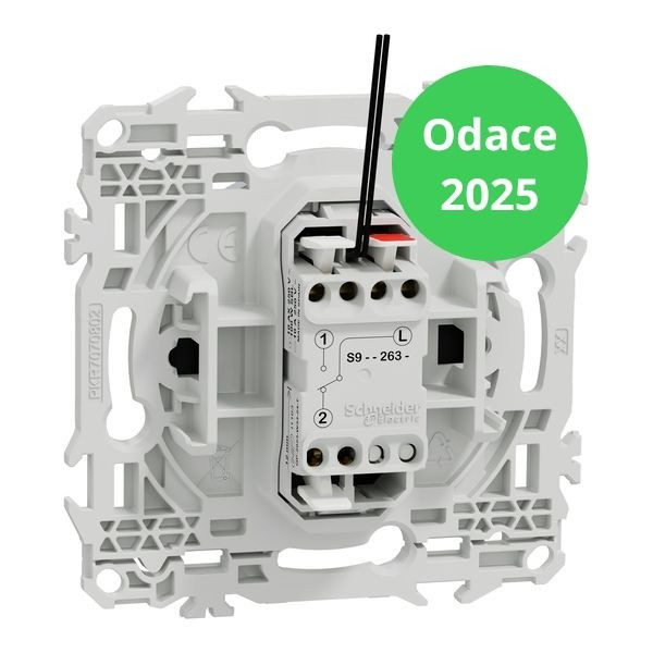 Schneider - Odace 2025 - LOT de 10 Va-et-vient ou poussoir lumineux/témoin LED verte 0,15mA - Noir onyx - Réf : S940263 x 10
