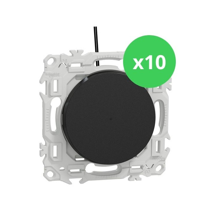 Schneider - Odace 2025 - LOT de 10 Va-et-vient ou poussoir lumineux/témoin LED verte 0,15mA - Noir onyx - Réf : S940263 x 10