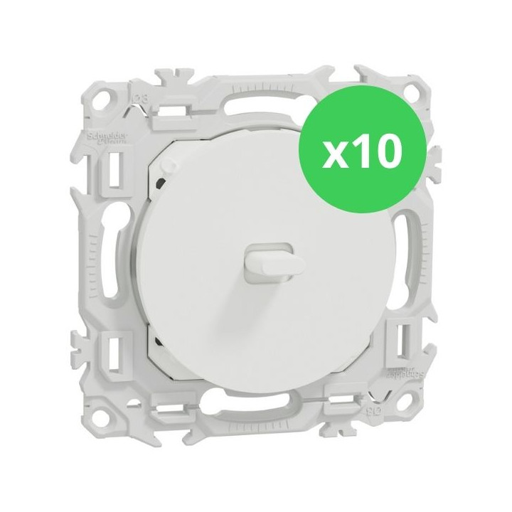 Schneider - Odace 2025 - LOT de 10 Va et Vient ou Poussoir à levier - Blanc craie - Réf : S920203 x 10