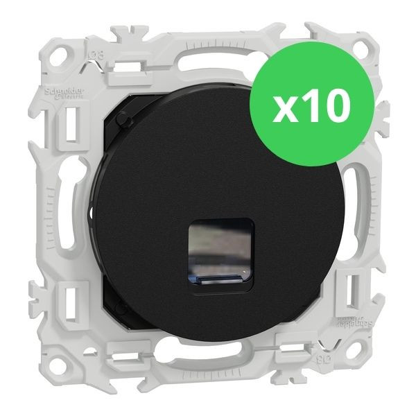 Schneider - Odace 2025 - LOT de 10 Prises RJ45 - Cat6 UTP grade 1 à 2 - Noir onyx - Réf : S940475 x 10