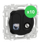 Schneider - Odace 2025 - LOT de 10 Prises mixte RJ45 Cat.6 STP + TV - Noir onyx - Réf : S940141 x 10