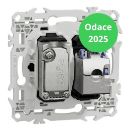 Schneider - Odace 2025 - LOT de 10 Prises mixte RJ45 Cat.6 STP + TV - Noir onyx - Réf : S940141 x 10