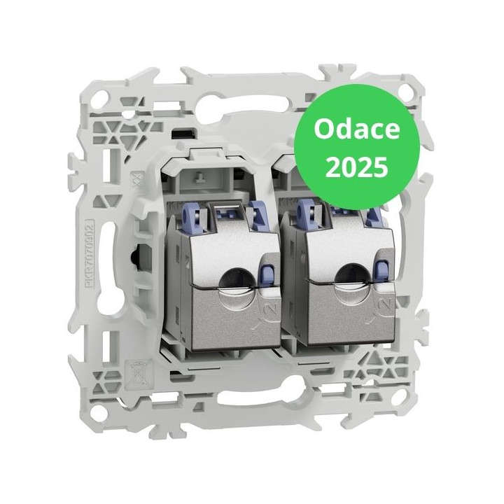 Schneider - Odace 2025 - LOT de 10 Prises double RJ45 - Cat6 STP grade 2TV min à grade 3TV - Noir onyx - Réf : S940486 x 10