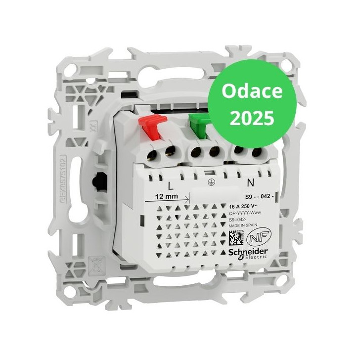 Schneider - Odace 2025 - LOT de 10 Prises 2P+T affleurante + chargeur USB-C 18W - Noir onyx - Réf : S940042 x 10