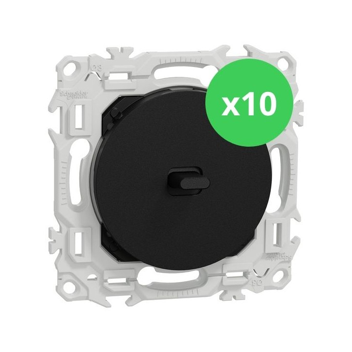 Schneider - Odace 2025 - LOT de 10 Va et Vient ou Poussoir à levier - Noir onyx - Réf : S940203 x 10