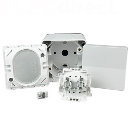 Schneider - Mureva Styl - Bouton poussoir - Saillie - IP55/IK08 - Connexion auto - Blanc - Ref : MUR39026