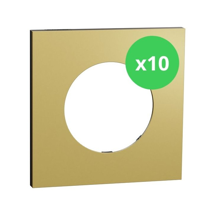 Schneider - Odace Métal 2025 - LOT de 10 Plaques de finition 1 poste - Effet laiton support noir - Réf : S916702 x 10