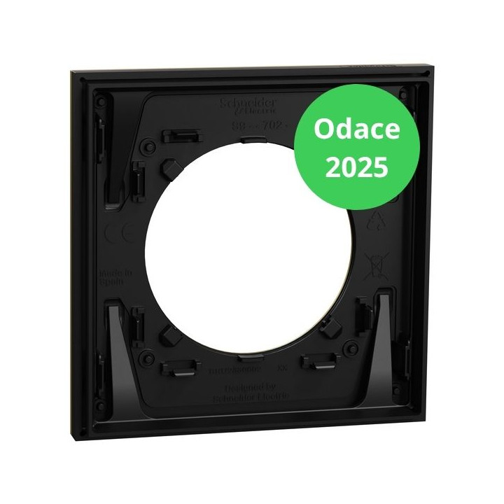 Schneider - Odace Métal 2025 - LOT de 10 Plaques de finition 1 poste - Effet laiton support noir - Réf : S916702 x 10