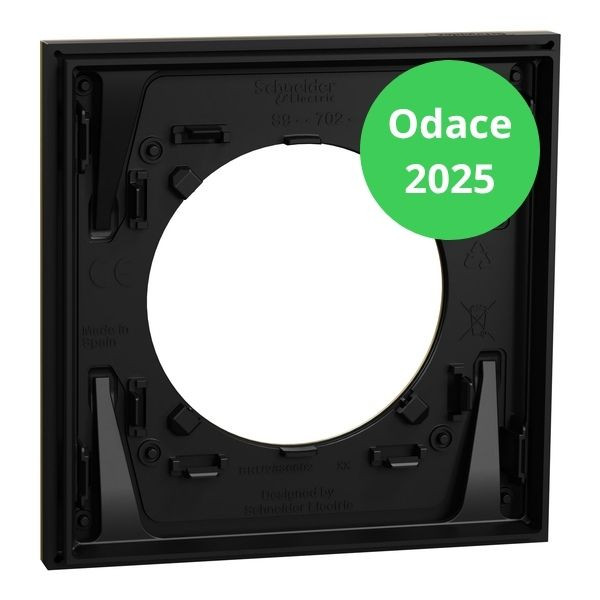 Schneider - Odace Métal 2025 - LOT de 10 Plaques de finition 1 poste - Effet laiton support noir - Réf : S916702 x 10