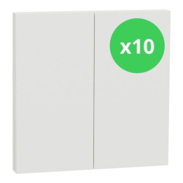 Schneider - Odace Intégral 2025 - LOT de 10 Enjoliveur/plaque double va et vient ou poussoir - Blanc craie - Réf : S929222 x 10