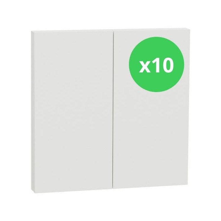 Schneider - Odace Intégral 2025 - LOT de 10 Enjoliveur/plaque double va et vient ou poussoir - Blanc craie - Réf : S929222 x 10