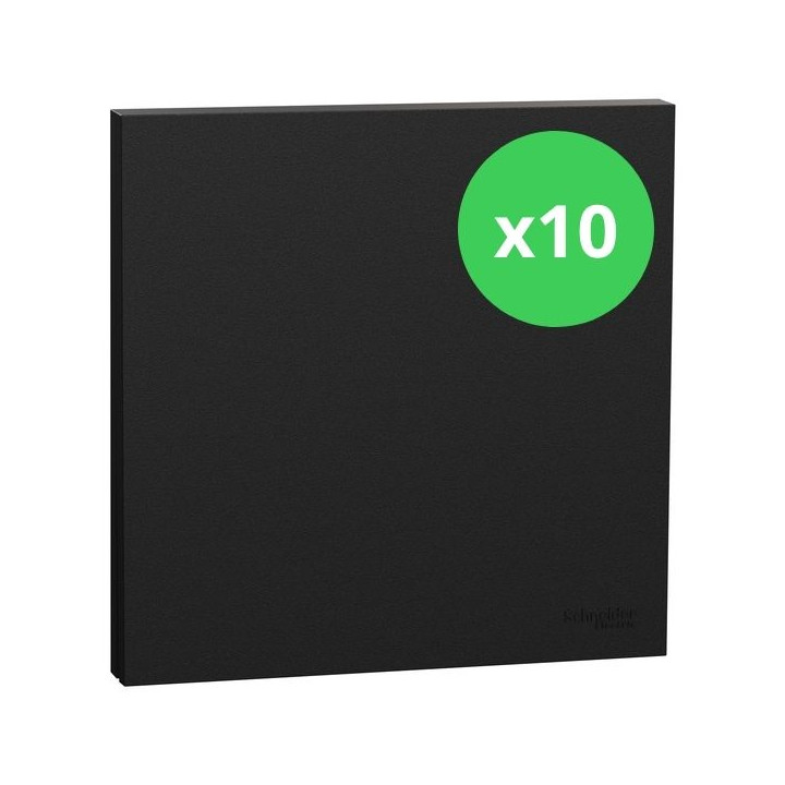 Schneider - Odace Intégral 2025 - LOT de 10 Enjoliveur et plaque pour va et vient ou poussoir - Noir onyx - Réf : S949221 x 10