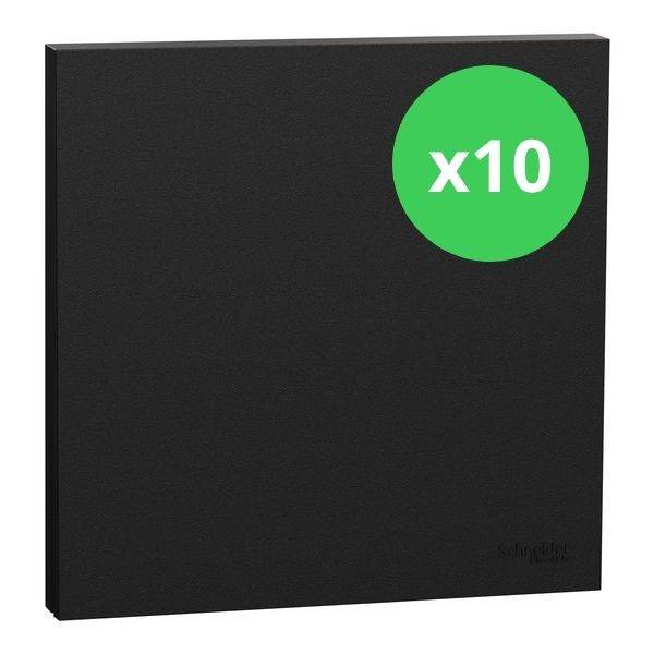 Schneider - Odace Intégral 2025 - LOT de 10 Enjoliveur et plaque pour va et vient ou poussoir - Noir onyx - Réf : S949221 x 10
