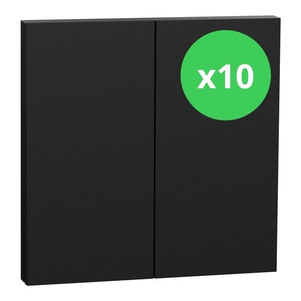 Schneider - Odace Intégral 2025 - LOT de 10 Enjoliveur/plaque double va et vient ou poussoir - Noir onyx - Réf : S949222 x 10