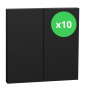 Schneider - Odace Intégral 2025 - LOT de 10 Enjoliveur/plaque double va et vient ou poussoir - Noir onyx - Réf : S949222 x 10