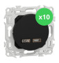 Schneider - Odace 2025 - LOT de 10 Chargeurs USB-C 65W - Forte puissance et charge rapide - Noir onyx - Réf : S940406 x 10