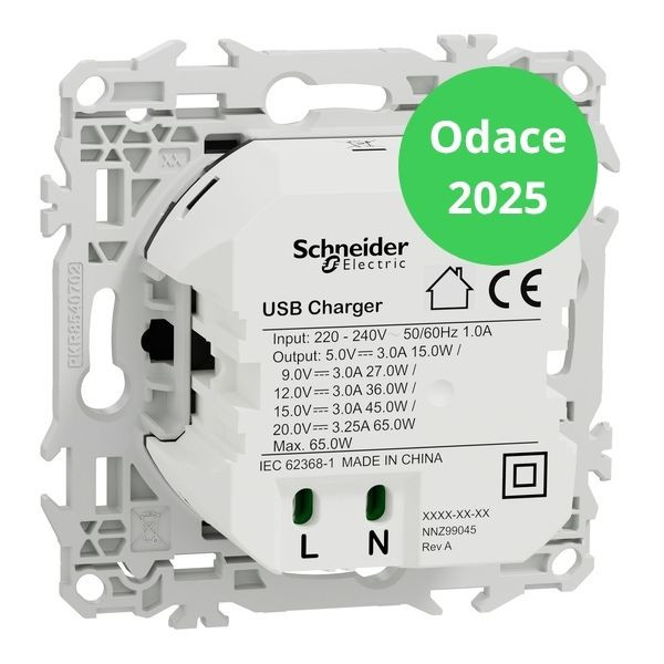 Schneider - Odace 2025 - LOT de 10 Chargeurs USB-C 65W - Forte puissance et charge rapide - Noir onyx - Réf : S940406 x 10