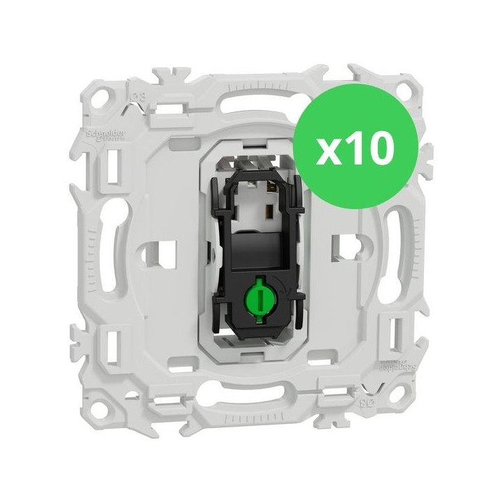 Schneider - Odace 2025 - LOT de 10 Va et Vient ou Poussoir - Sans enjoliveur - 10AX - Blanc craie - Réf : S980204 x 10
