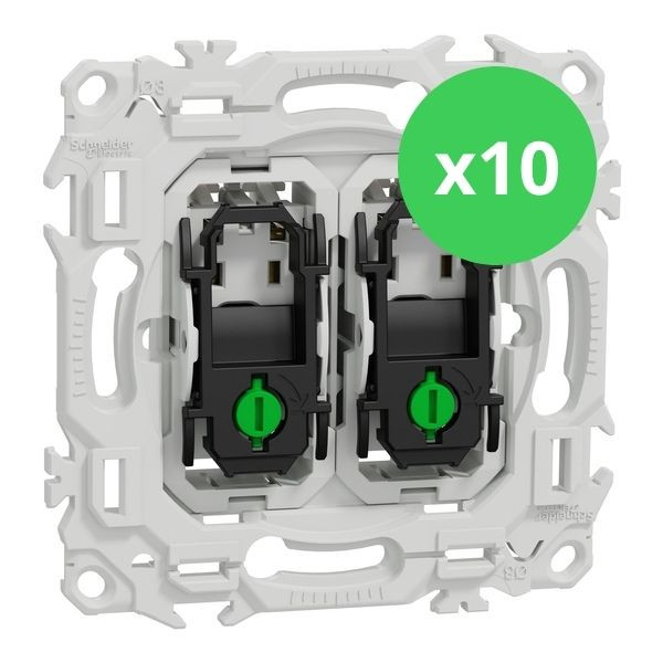 Schneider - Odace 2025 - LOT de 10 Double Va et Vient ou Poussoir - Sans enjoliveur - 10AX - Blanc craie - Réf : S980214 x 10