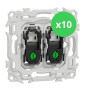 Schneider - Odace 2025 - LOT de 10 Double Va et Vient ou Poussoir - Sans enjoliveur - 10AX - Blanc craie - Réf : S980214 x 10