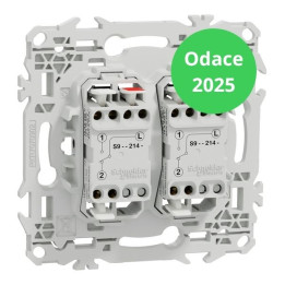 Schneider - Odace 2025 - LOT de 10 Double Va et Vient ou Poussoir - Sans enjoliveur - 10AX - Blanc craie - Réf : S980214 x 10