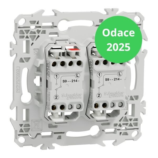Schneider - Odace 2025 - LOT de 10 Double Va et Vient ou Poussoir - Sans enjoliveur - 10AX - Blanc craie - Réf : S980214 x 10