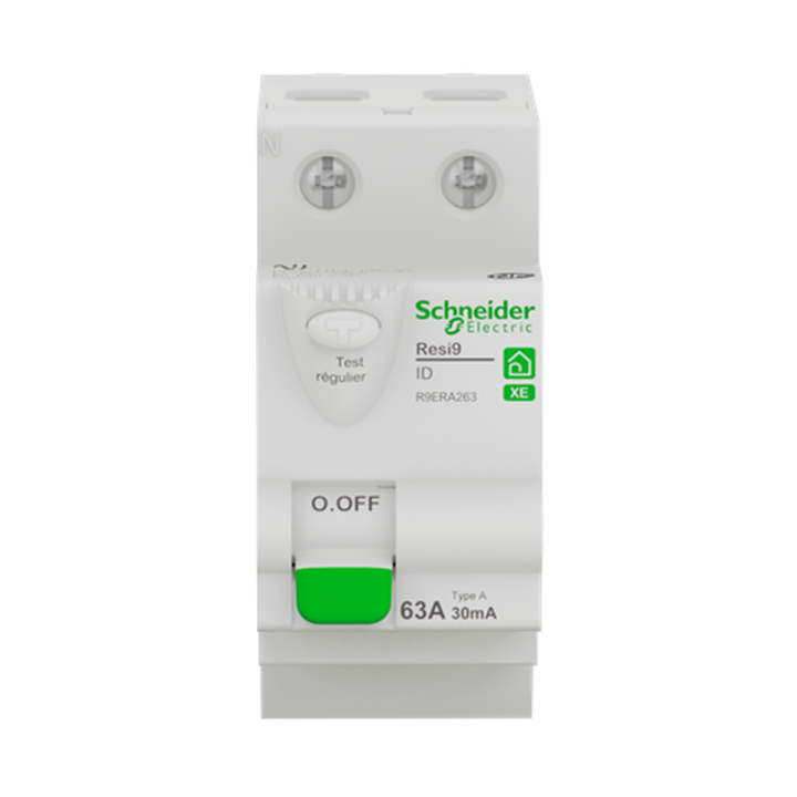 SCHNEIDER - Resi9 XE - Inter différentiel - 63A - Type A - 30ma - 2P - Réf : R9ERA263