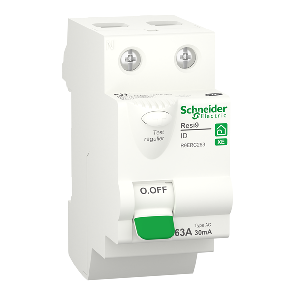 SCHNEIDER - LOT de 4 inter dif. XE - (3-ID 2x63A 30mA AC/1 - ID 2x63A 30mA A) R9ERC263x3+R9ERA263