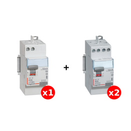 LEGRAND - LOT de 3 interrupteurs différentiels - DX3 - 2P - 2x40A+1x63A - 30mA - Type AC et A - Réf : 411611x2 + 411651x1