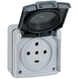 LEGRAND - Plexo - LOT de 5 Prises de courant 3P+N+T - 20A - Saillie - Gris - Ref. : 091657X5