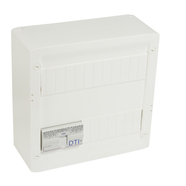 Legrand - Coffret VDI GRADE 2 avec brassage - 4 RJ45 / TV 2 sorties + Porte blanche - Réf. : 413248+401331