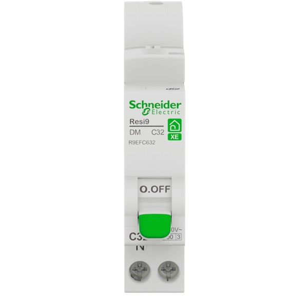 Schneider - Resi9 XE - Disjoncteur 32A - Courbe C - 1P+N - AUTO - EMBROCHABLE - Réf : R9EFC632