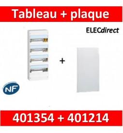 Legrand - Plaque de fond pour coffret ou rehausse 13M - 4R + tableau 52M - 401354+401214