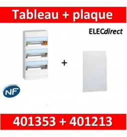 Legrand - Plaque de fond pour coffret ou rehausse 13M - 3R + tableau 39M - 401353+401213