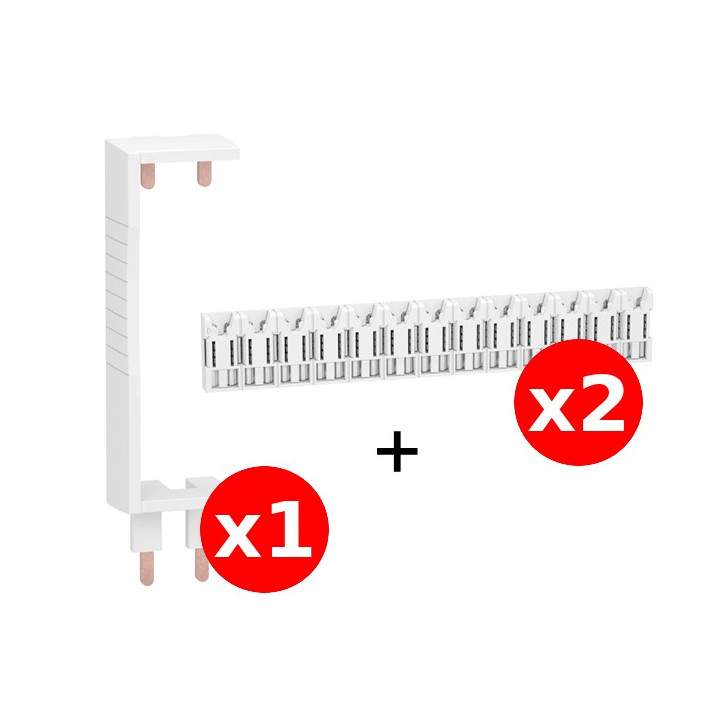 Schneider - Resi9 XE- LOT de 1 Peigne Verticale + 2 Horizontale 13M - Pour tableaux 2 Rangées - Ref. : R9EXHS13x2+R9EXV